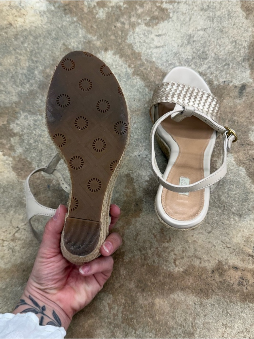 UGG Women's Metallic Woven Espadrille Wedge Sandals - Gold - Picture 8 of 10